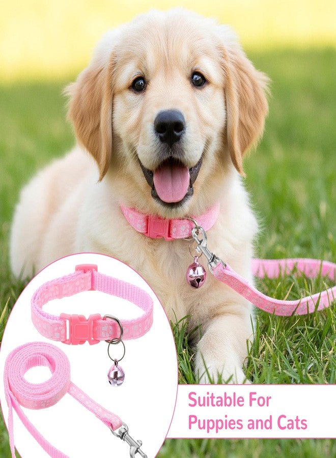 Guduling 3pcs Puppy Collar and Leash Set with Bell, Adjustable Collar and Leash for Small Dogs, Paw Print Collars for Puppy Small Dogs & Tiny Kitten (Purple, Pink, Blue) - Image 5